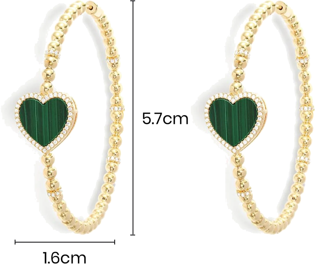 Boucles d'oreilles créoles cœur en malachite et plaqué or jaune APM Monaco - YE14701XMAL - Pour femme vue 4