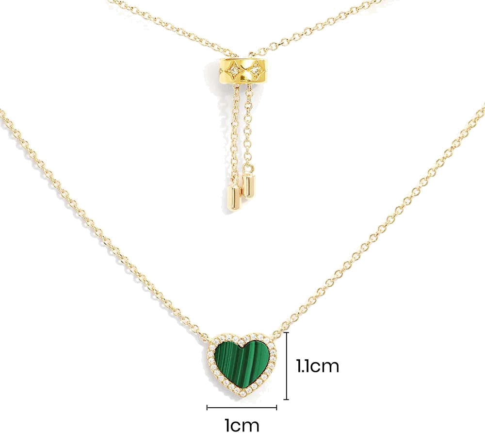 Collier ajustable pour femme APM Monaco Cœur Malachite Mini, plaqué or jaune - Réf. YC6931XMAL vue 4