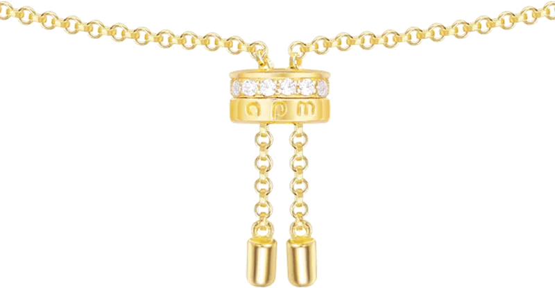 Collier APM Monaco AC4623OXY ajustable en plaqué or jaune avec pendentif cercle à cristaux pour femme vue 5