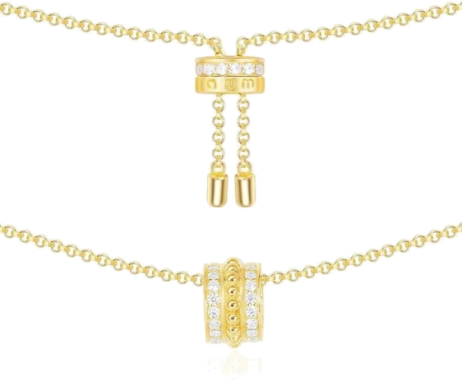 Collier APM Monaco AC4623OXY ajustable en plaqué or jaune avec pendentif cercle à cristaux pour femme