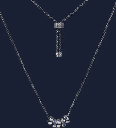 Collier APM Monaco AC6897KBR unisexe noir avec cristaux bleus Morse Code Smile vue 4