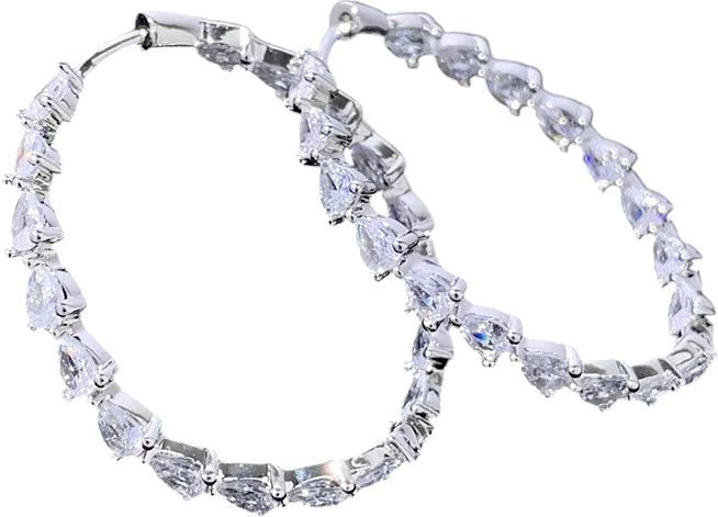 Boucles d'oreilles créoles pour femme APM Monaco AE280 en argent 925 et cristaux poire blancs