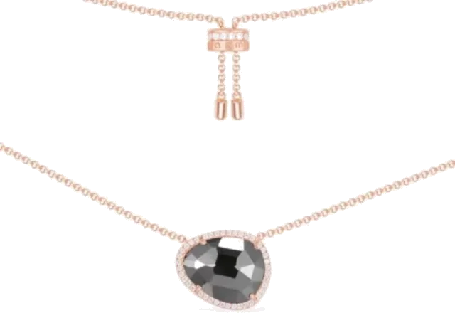 Collier APM Monaco AX027 pour Femme, Pendentif Anneau Noir et Or Rose en Argent 925