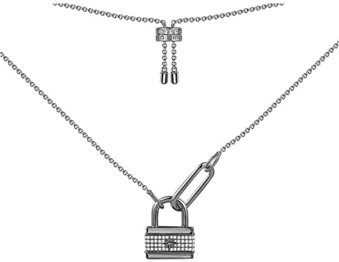 Collier pour femme APM Monaco AX094 noir ajustable avec pendentif cadenas à cristaux