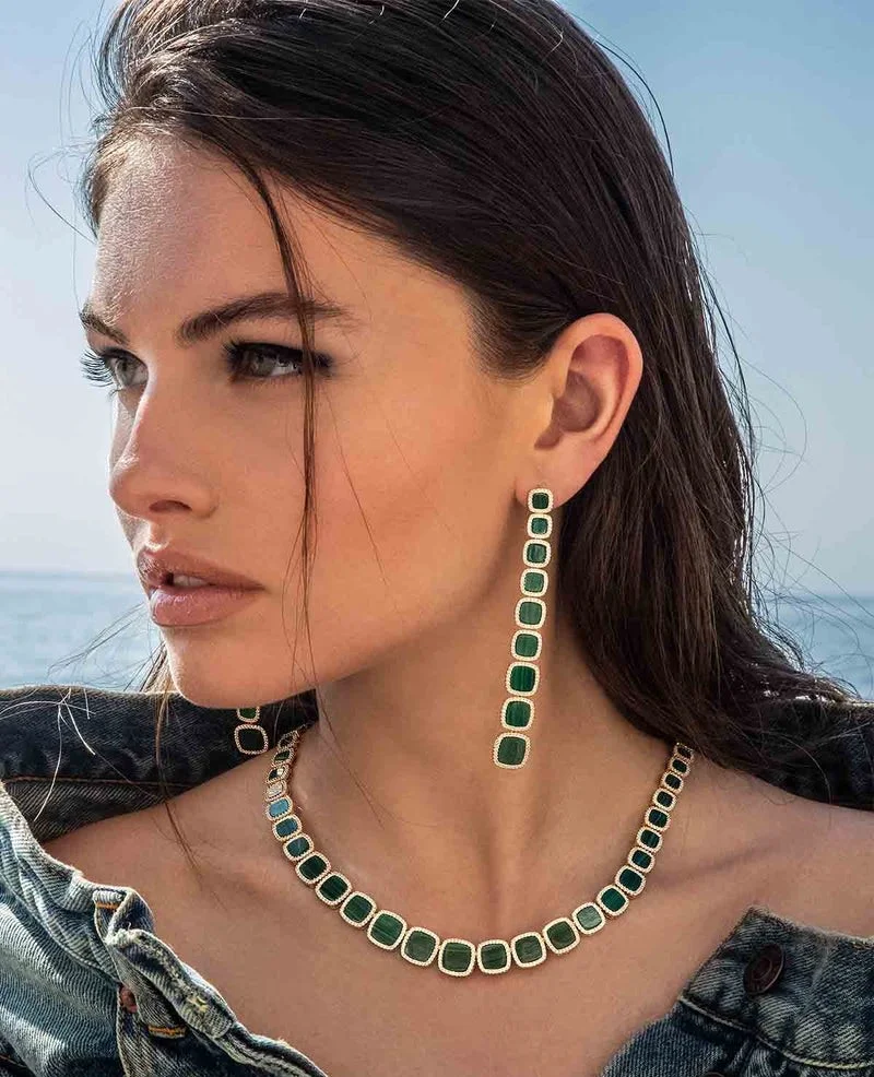 Collier ras-de-cou unisexe APM Monaco YC6930XMAL en argent 925, malachite et pierres vertes vue 2