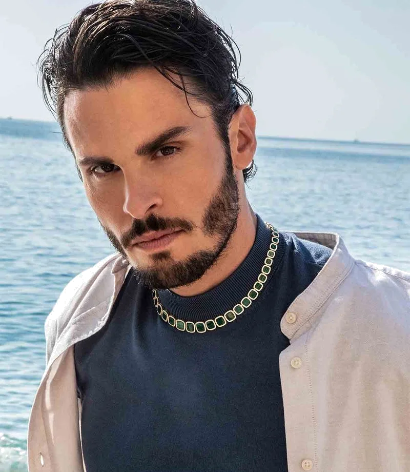 Collier ras-de-cou unisexe APM Monaco YC6930XMAL en argent 925, malachite et pierres vertes vue 3