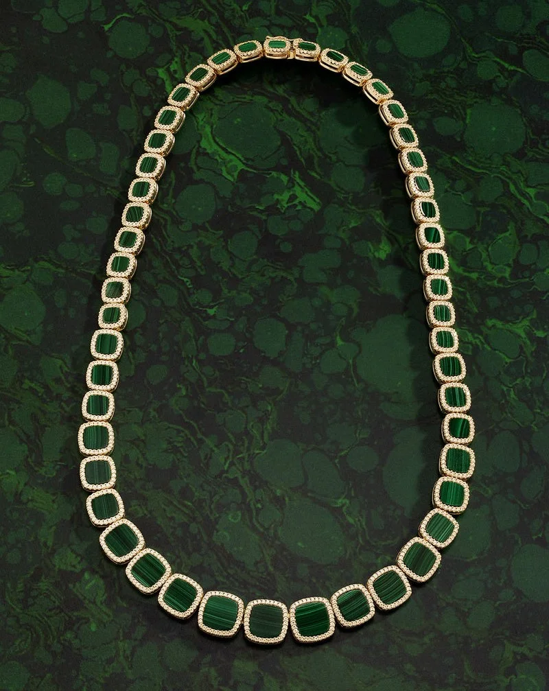 Collier ras-de-cou unisexe APM Monaco YC6930XMAL en argent 925, malachite et pierres vertes vue 4