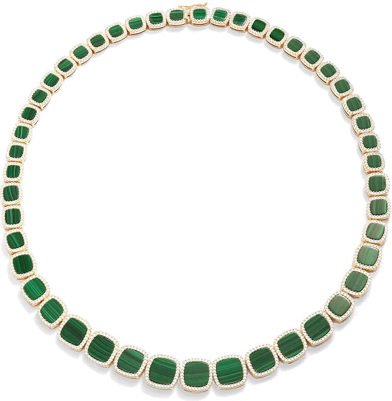 Collier ras-de-cou unisexe APM Monaco YC6930XMAL en argent 925, malachite et pierres vertes