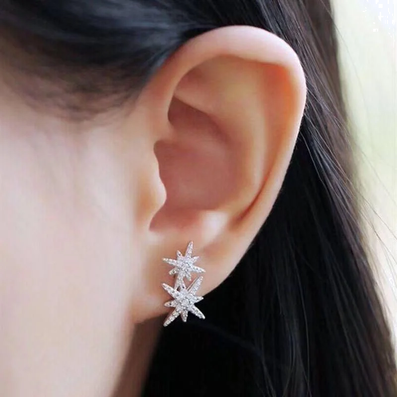 Boucles d'oreilles APM Monaco doubles météorites en argent 925 et zirconium, référence AE9784OX vue 2