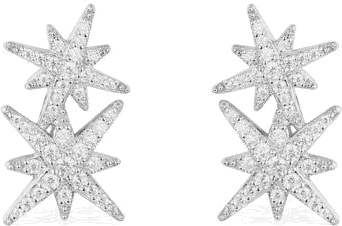 Boucles d'oreilles APM Monaco doubles météorites en argent 925 et zirconium, référence AE9784OX