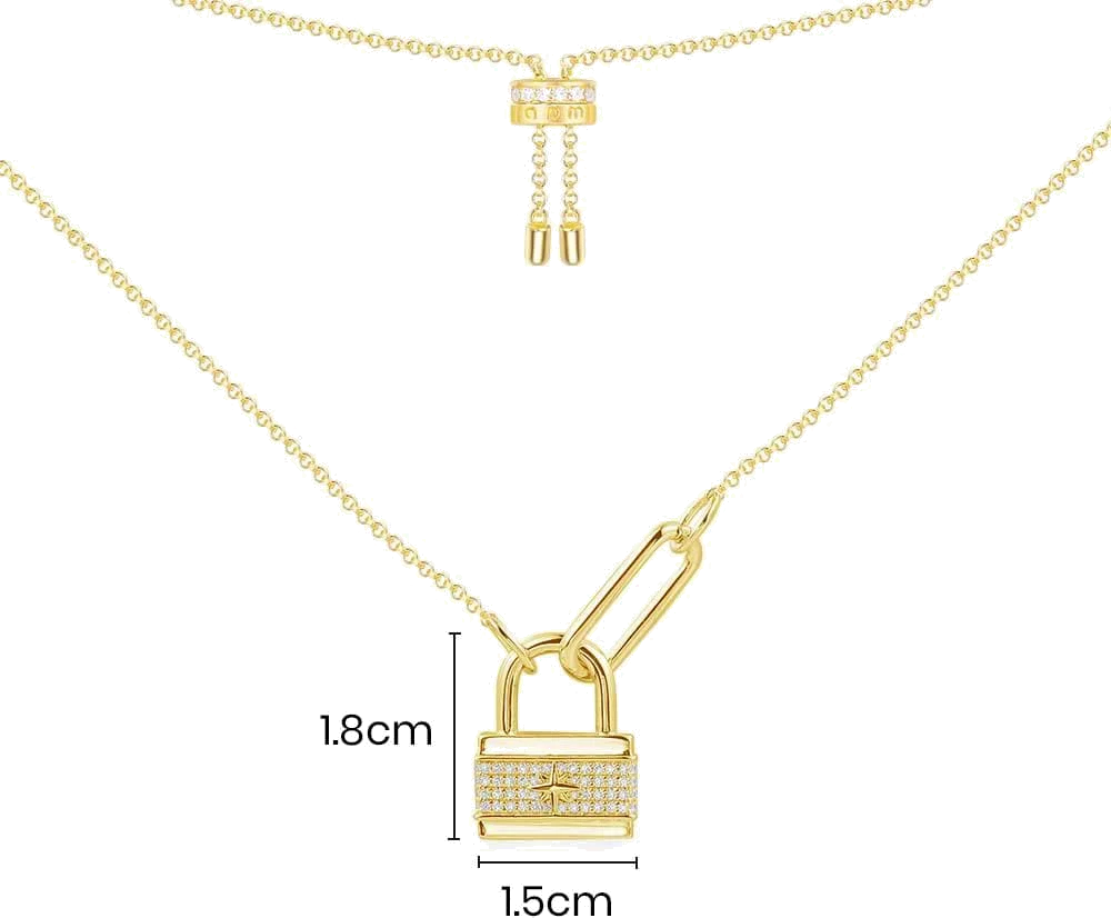 Collier APM Monaco pour Femme, pendentif cadenas incrusté de cristaux, plaqué or jaune - Réf. AC5974OXY vue 3