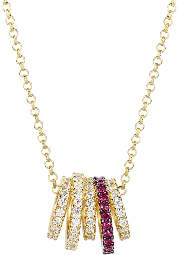 Collier APM Monaco AC4693XKRY en plaqué or jaune avec anneaux et cristaux pour femme vue 2