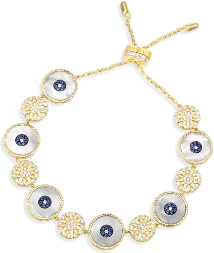 Bracelet APM Monaco Lucky Eyes ajustable pour femme, placage or jaune et nacre - Réf. AB4204MY