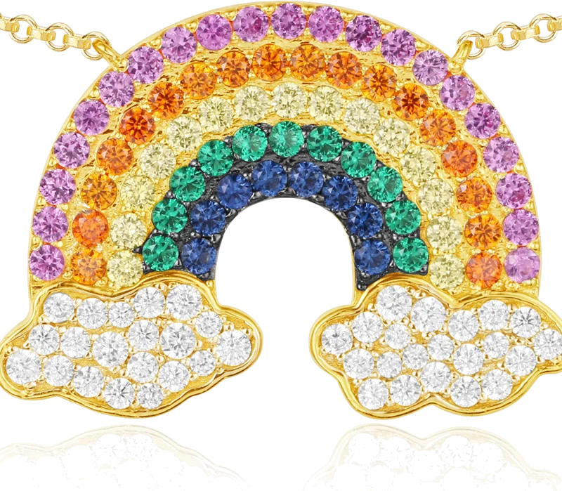 Collier APM Monaco AC4425MY en plaqué or jaune avec arc-en-ciel multicolore pour femme vue 2