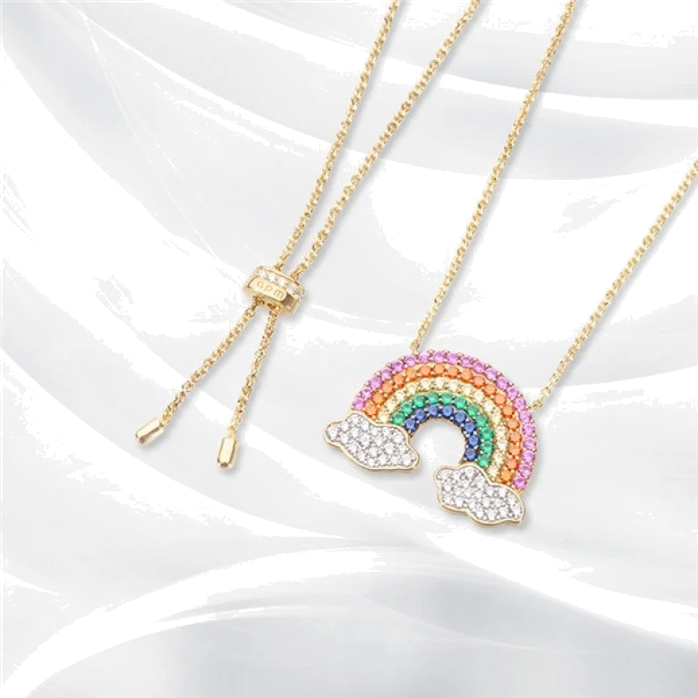 Collier APM Monaco AC4425MY en plaqué or jaune avec arc-en-ciel multicolore pour femme vue 3