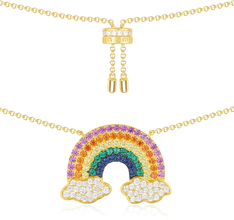Collier APM Monaco AC4425MY en plaqué or jaune avec arc-en-ciel multicolore pour femme
