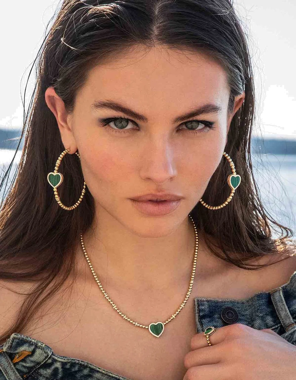 Collier pour Femme APM Monaco Cœur Malachite Vert plaqué or jaune - Réf. YC6909XMAL vue 2