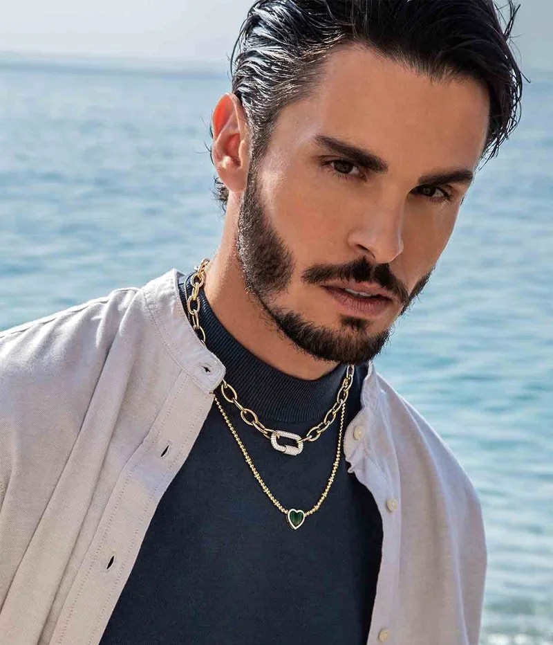 Collier pour Femme APM Monaco Cœur Malachite Vert plaqué or jaune - Réf. YC6909XMAL vue 3