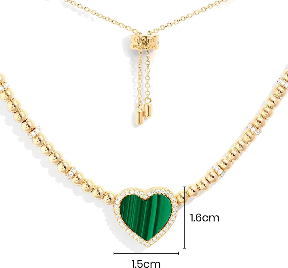 Collier pour Femme APM Monaco Cœur Malachite Vert plaqué or jaune - Réf. YC6909XMAL vue 6