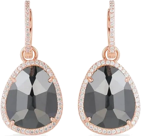 Boucles d'oreilles APM Monaco plaqué or rose et pierre noire zirconium - Réf. RE11667XHM