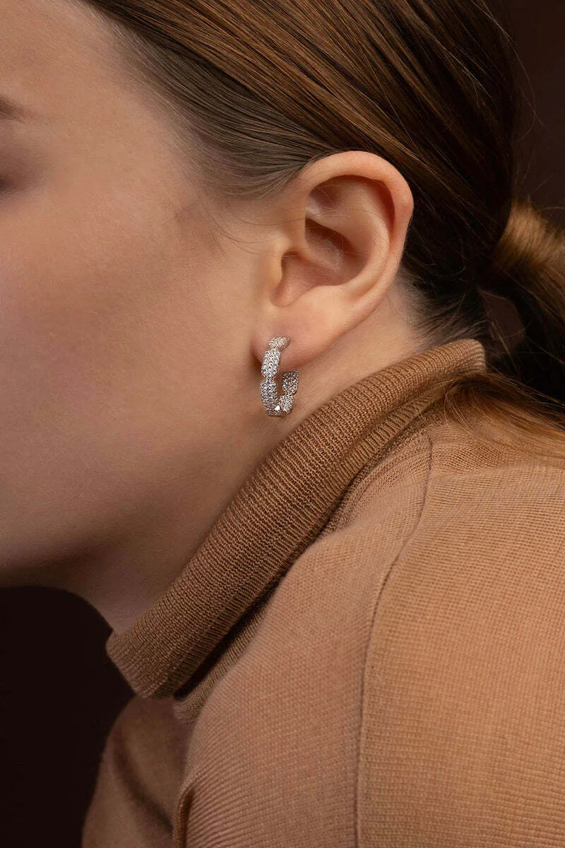 Boucles d'oreilles mini créoles APM Monaco Yacht Club en argent 925 et zirconium - Réf. AE15825OX vue 2