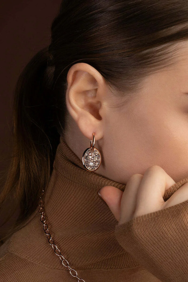 Boucles d'oreilles APM Monaco Festival ovales chocolat plaqué or rose 18k - Réf. PE15362M vue 2