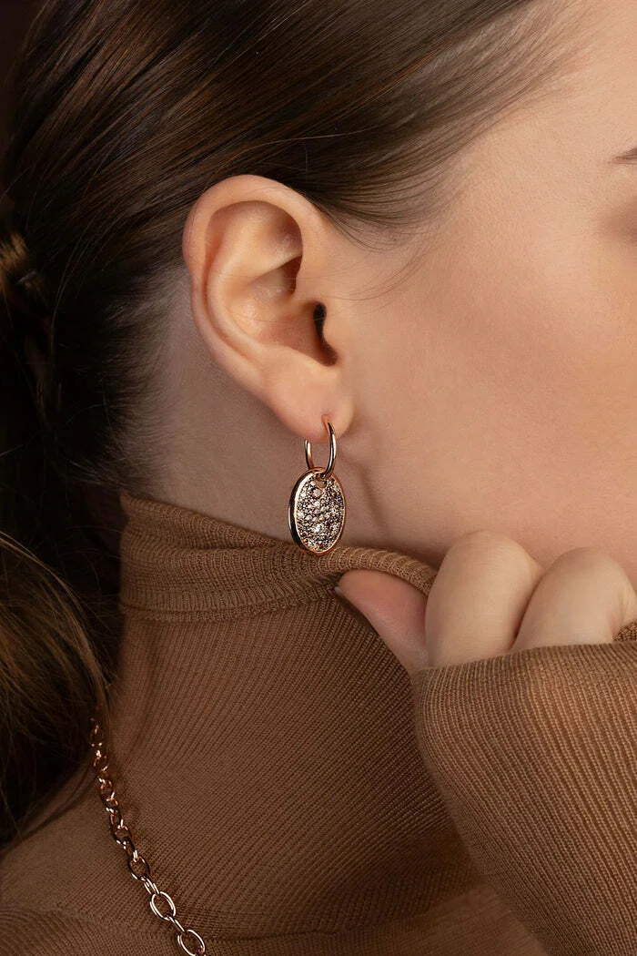 Boucles d'oreilles APM Monaco Festival ovales chocolat plaqué or rose 18k - Réf. PE15362M vue 3