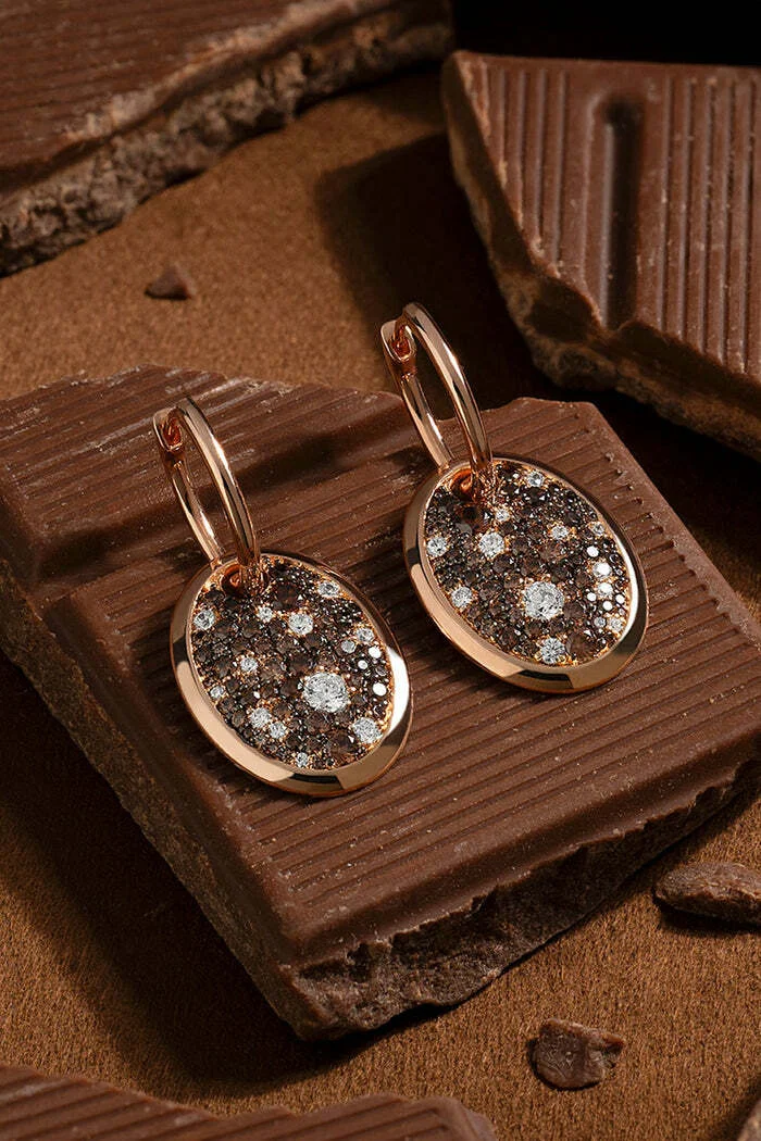 Boucles d'oreilles APM Monaco Festival ovales chocolat plaqué or rose 18k - Réf. PE15362M vue 4