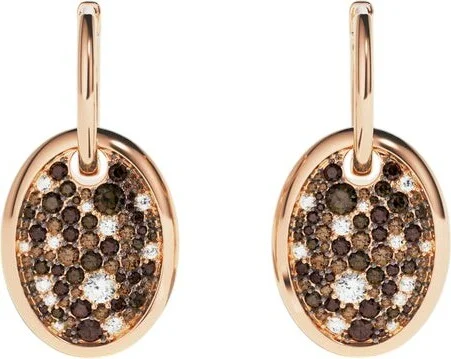Boucles d'oreilles APM Monaco Festival ovales chocolat plaqué or rose 18k - Réf. PE15362M