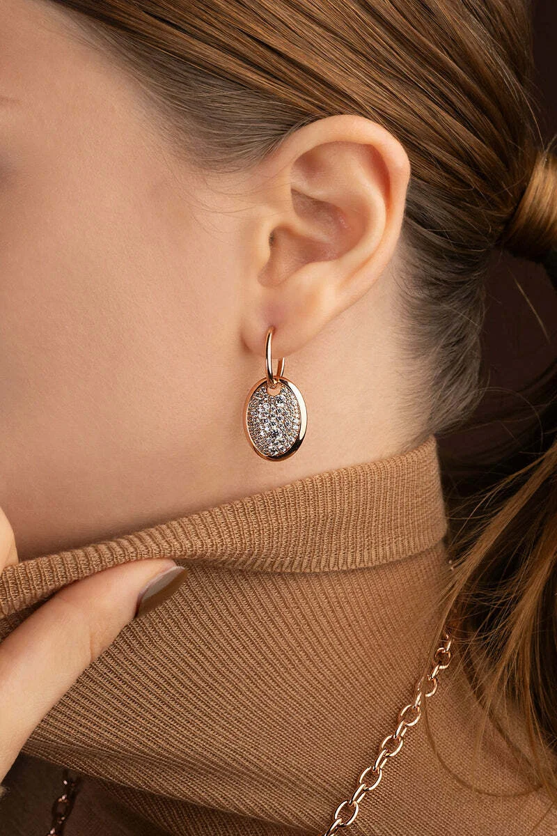 Boucles d'oreilles APM Monaco Festival ovales chocolat plaquées or rose 18 carats - Réf. PE15362OX vue 2