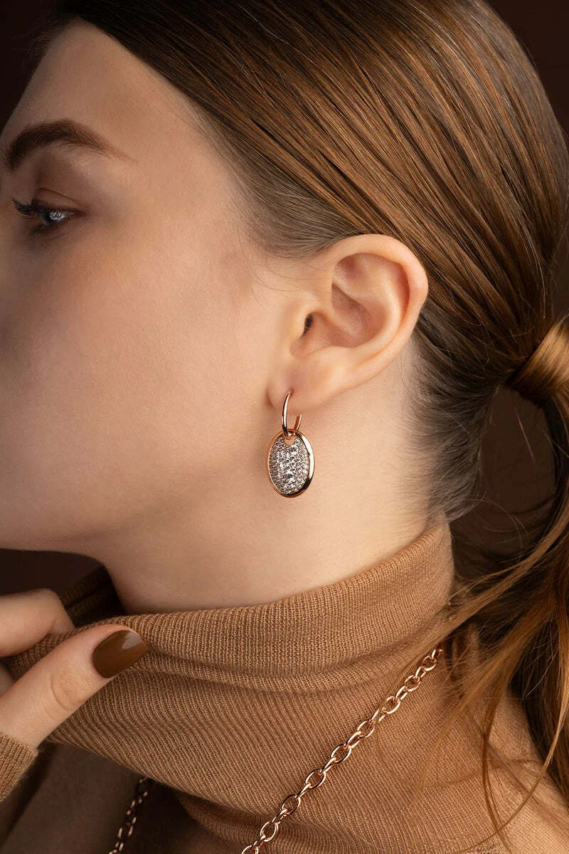 Boucles d'oreilles APM Monaco Festival ovales chocolat plaquées or rose 18 carats - Réf. PE15362OX vue 3