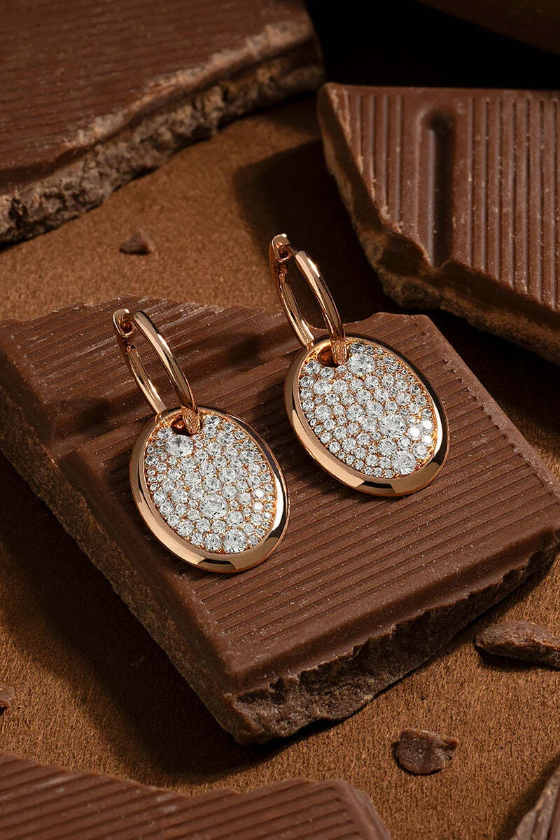 Boucles d'oreilles APM Monaco Festival ovales chocolat plaquées or rose 18 carats - Réf. PE15362OX vue 4