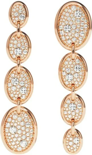 Boucles d'oreilles pendantes APM Monaco Festival ovales chocolat plaqué or rose 18K - Réf. PE15363OX