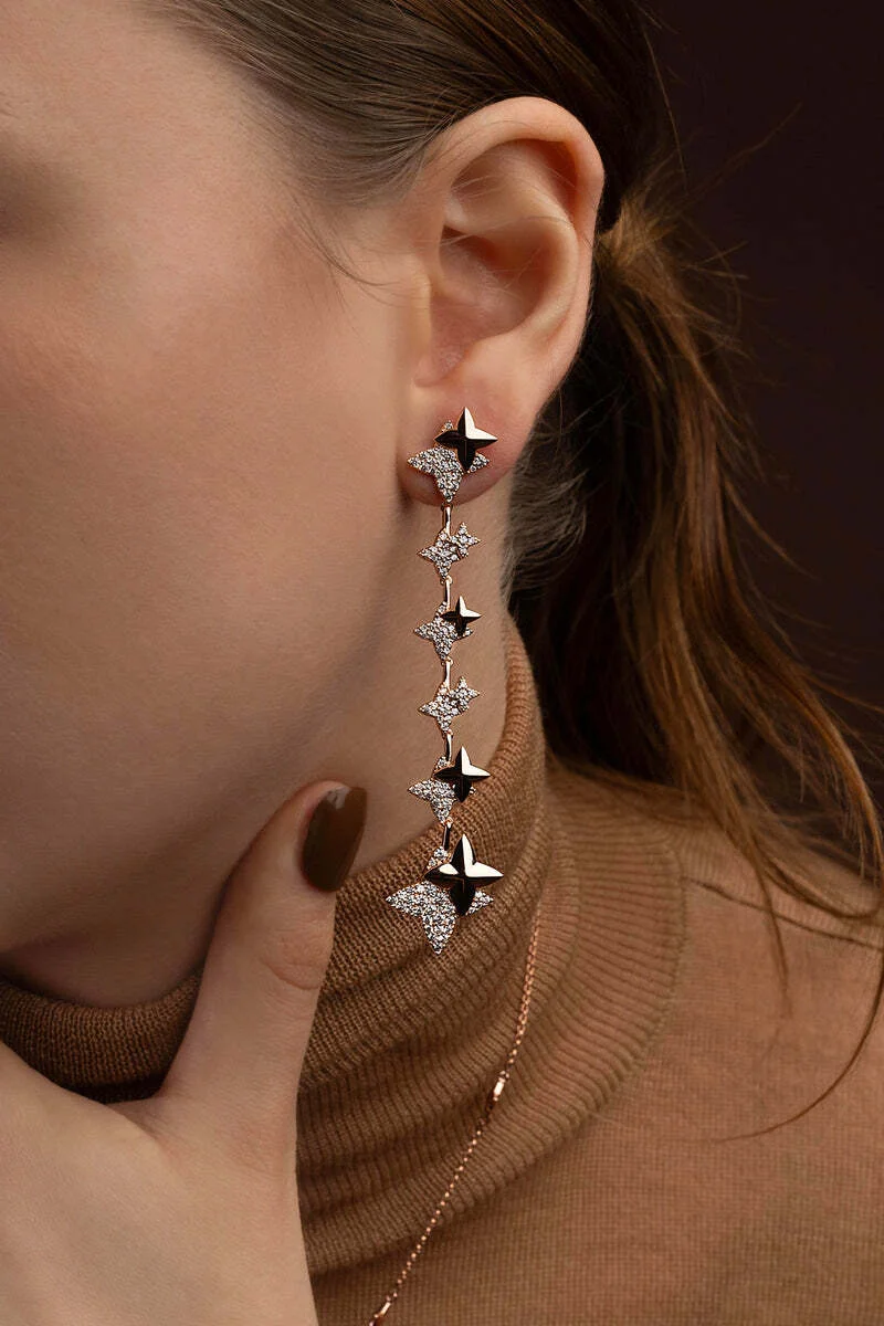 Boucles d'oreilles pendantes APM Monaco AE15459OX - Météorites plaqué or rose 18 carats pour femme vue 2