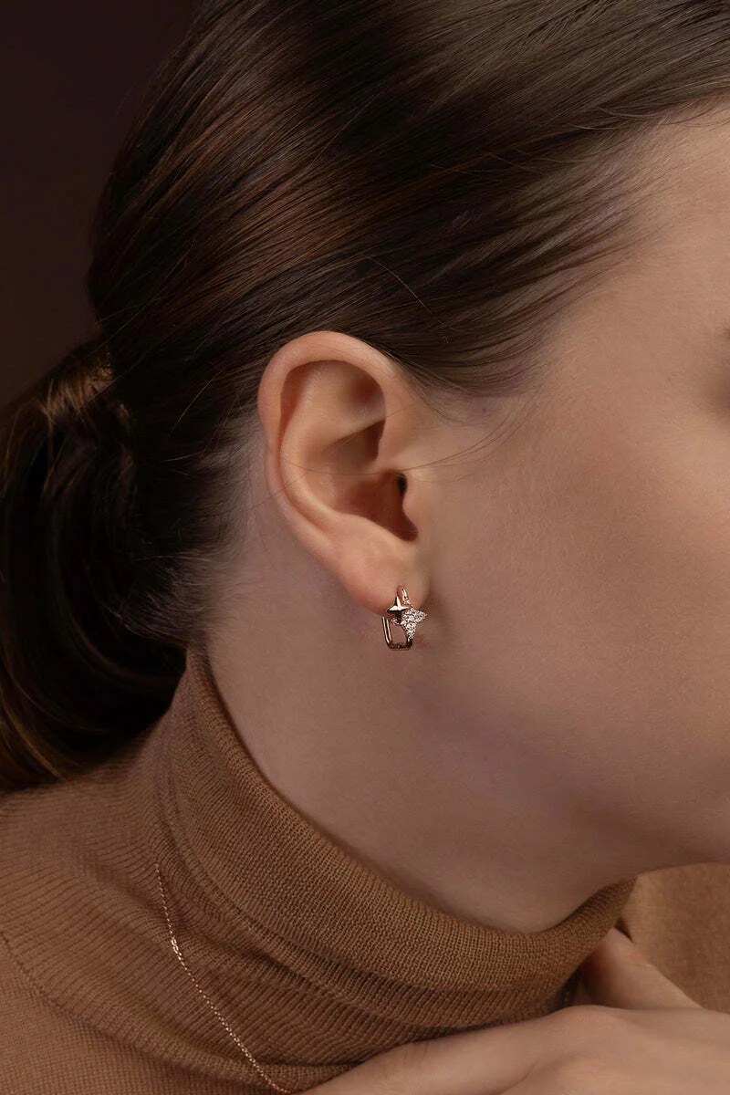 Boucles d'oreilles APM Monaco Météorites Carrées plaquées or rose 18 carats - Réf. PE15814OX vue 2