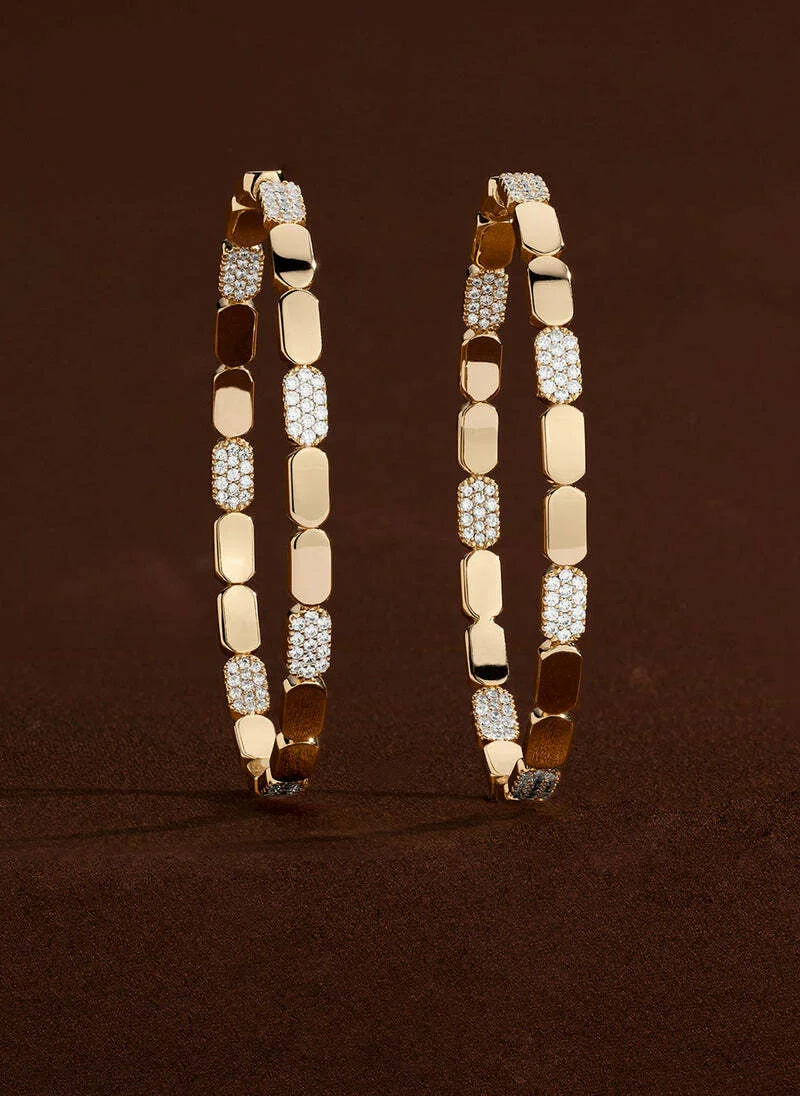 Boucles d'oreilles créoles APM Monaco Yacht Club or jaune 18 carats et zirconium - Réf. YE15533OX vue 2