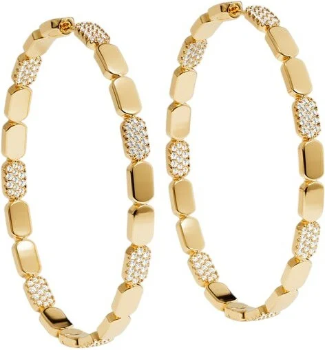 Boucles d'oreilles créoles APM Monaco Yacht Club or jaune 18 carats et zirconium - Réf. YE15533OX