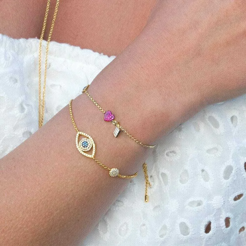 Bracelet APM Monaco Lucky Eye pour Femme, Plaqué Or Jaune 18K, Réf. AB3347OXY vue 2