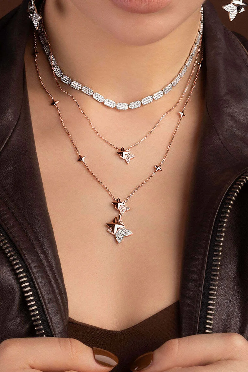 Collier Femme APM Monaco PC7666OX Double Météorites Plaqué Or Rose Ajustable vue 2