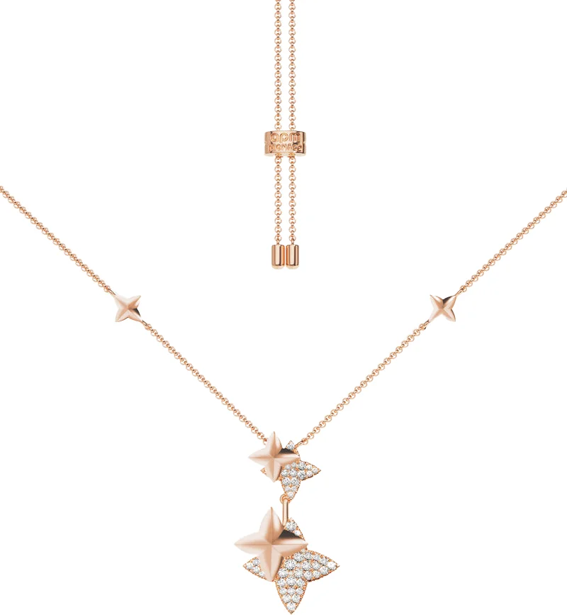 Collier Femme APM Monaco PC7666OX Double Météorites Plaqué Or Rose Ajustable
