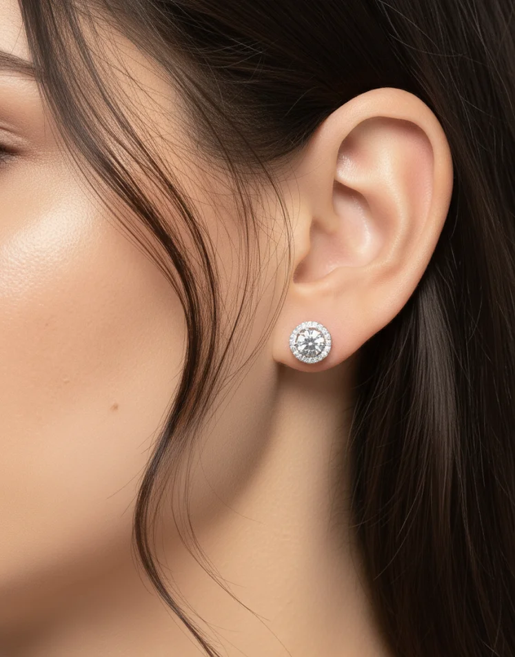 Boucles d'oreilles clous ronds APM Monaco en argent 925 et zirconium - Réf. 112208 vue 2