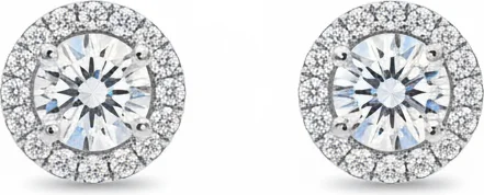 Boucles d'oreilles clous ronds APM Monaco en argent 925 et zirconium - Réf. 112208