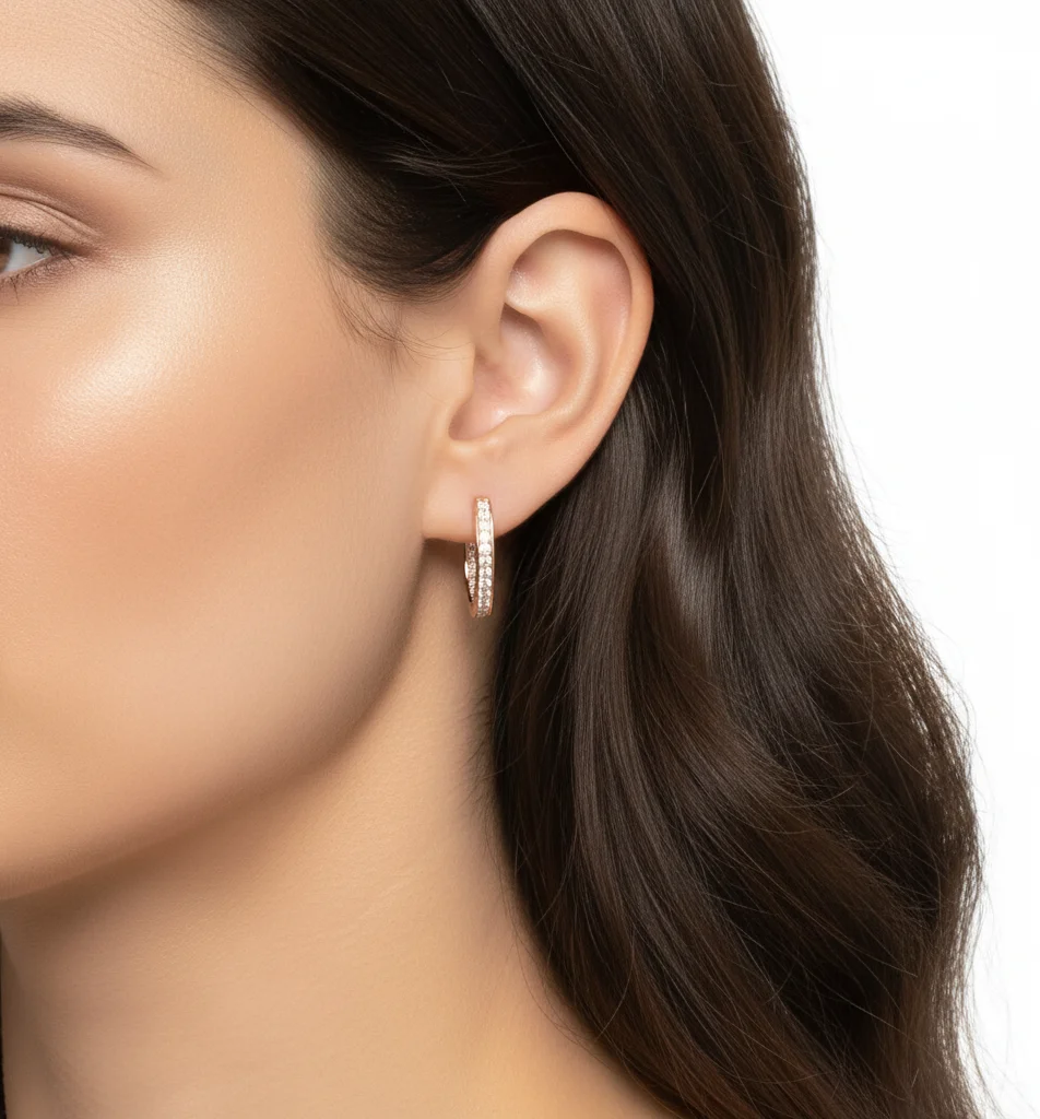 Boucles d'oreilles APM Monaco rectangulaires plaqué or rose - Argent 925 - Réf. PE14483OX - Femme vue 2