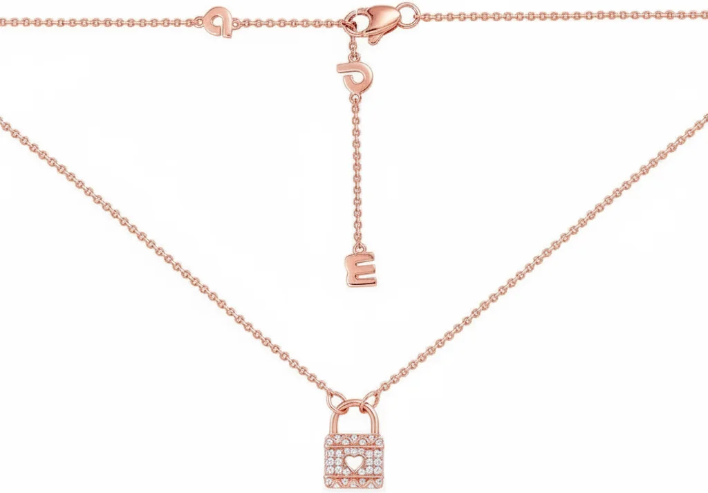 Collier APM Monaco cadenas plaqué or rose avec cristaux - Réf. 112210 - Pour femme