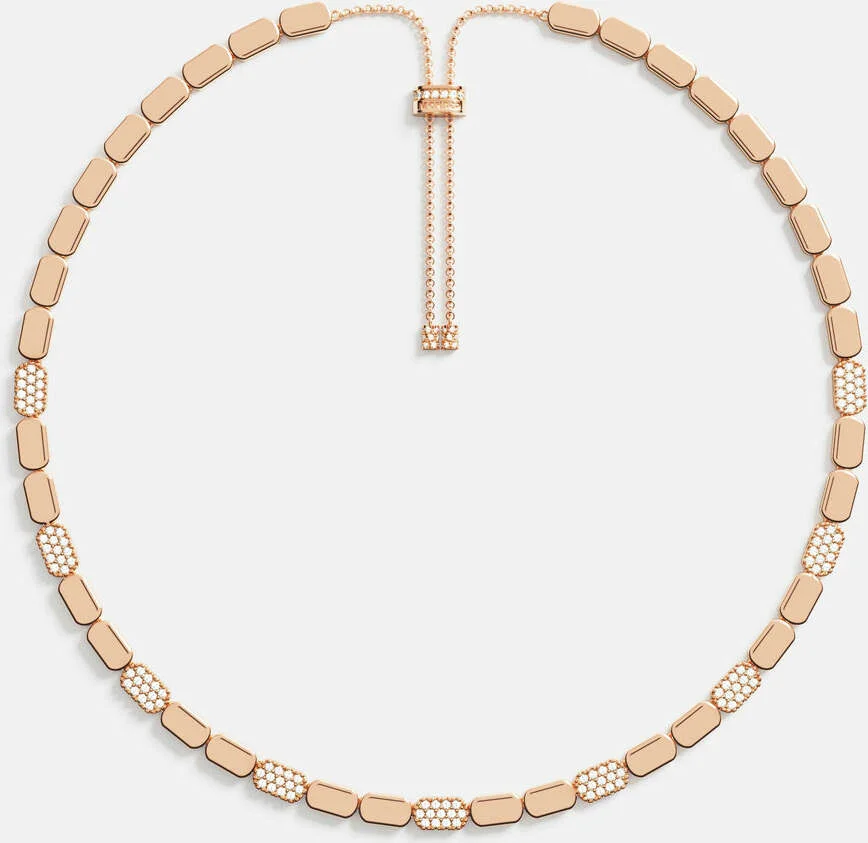 Collier APM Monaco PC7638OX en plaqué or rose 18 carats pour femme, pavé de cristaux, longueur ajustable