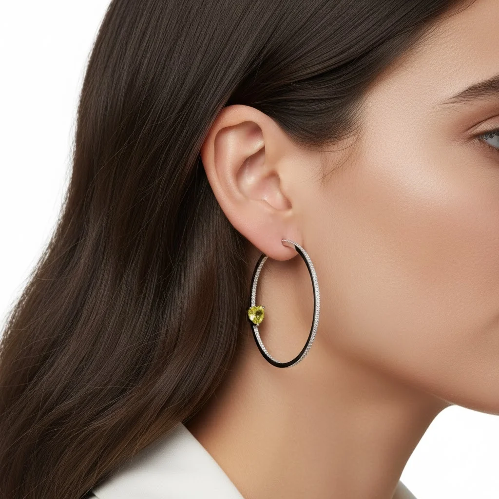 Boucles d'oreilles créoles cœurs APM Monaco en argent 925 et zirconiums - Réf. 112217 - Pour femme vue 3