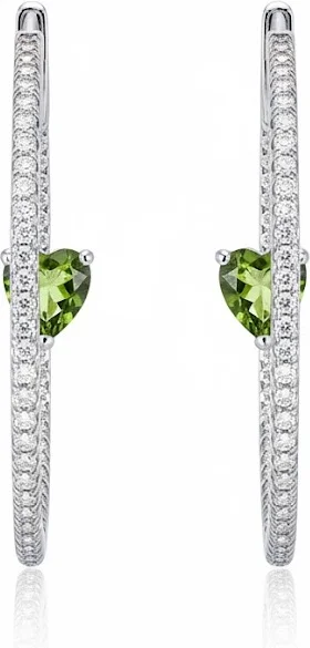 Boucles d'oreilles créoles cœurs APM Monaco en argent 925 et zirconiums - Réf. 112217 - Pour femme