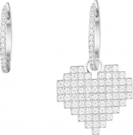 Boucles d'oreilles asymétriques cœur et anneau APM Monaco AE11262OX en argent 925 et zirconiums pour femme