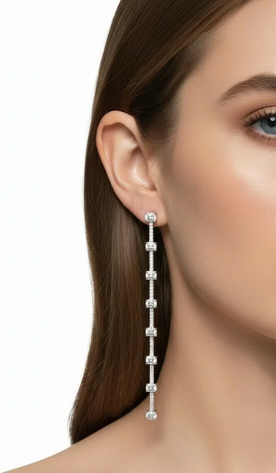 Boucles d'oreilles pendantes APM Monaco Festival - Argent 925 rhodié avec zirconiums - Réf. 112222 vue 2