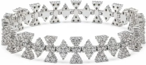 Bracelet pour Femme APM Monaco Croix Géométrique en Argent 925 Rhodié Pavé Zirconium - Réf. 112223